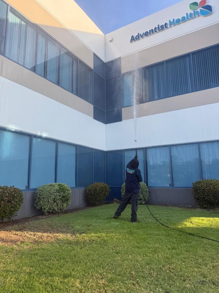 Exterior building washing at a medical office property
