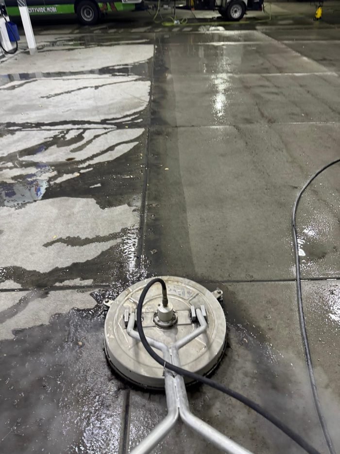 Fuel-station forecourt, canopy, or concrete cleaning