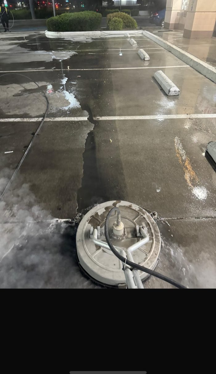 Fuel-station forecourt, canopy, or concrete cleaning