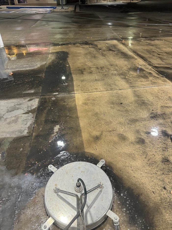Fuel-station forecourt, canopy, or concrete cleaning