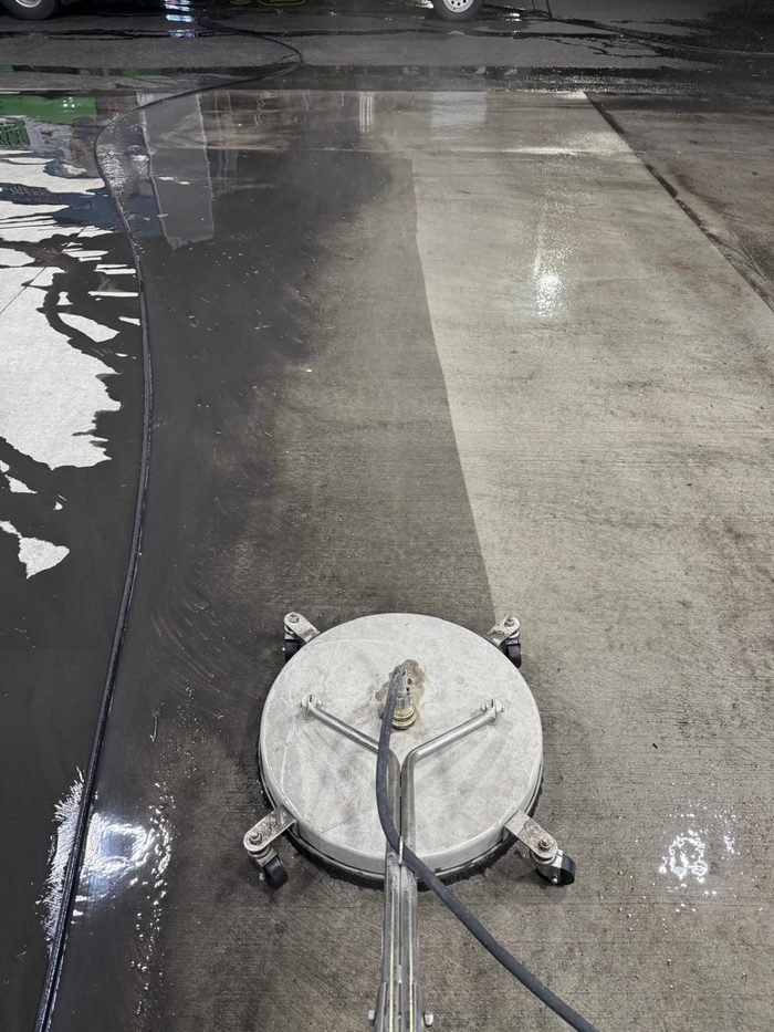 Fuel-station forecourt, canopy, or concrete cleaning