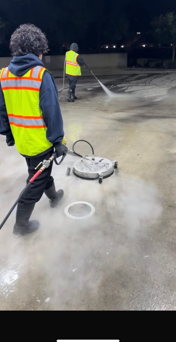 Fuel-station forecourt, canopy, or concrete cleaning