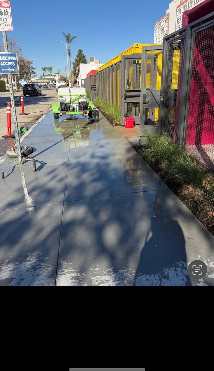 Commercial sidewalk or storefront walkway cleaning