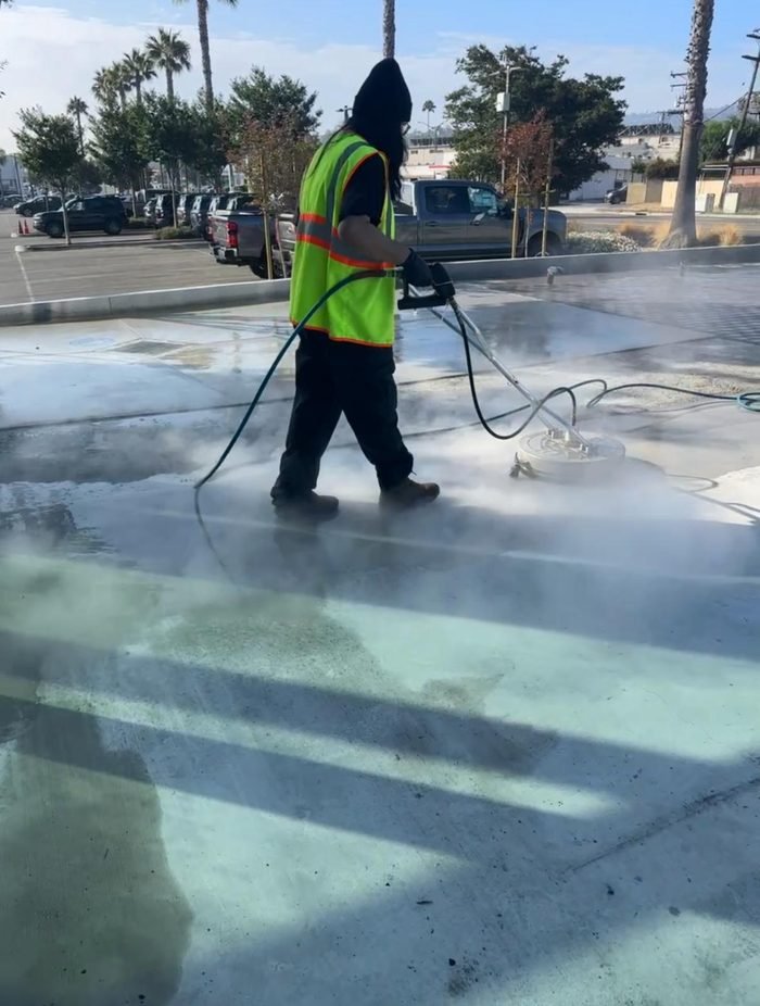 Commercial sidewalk or storefront walkway cleaning