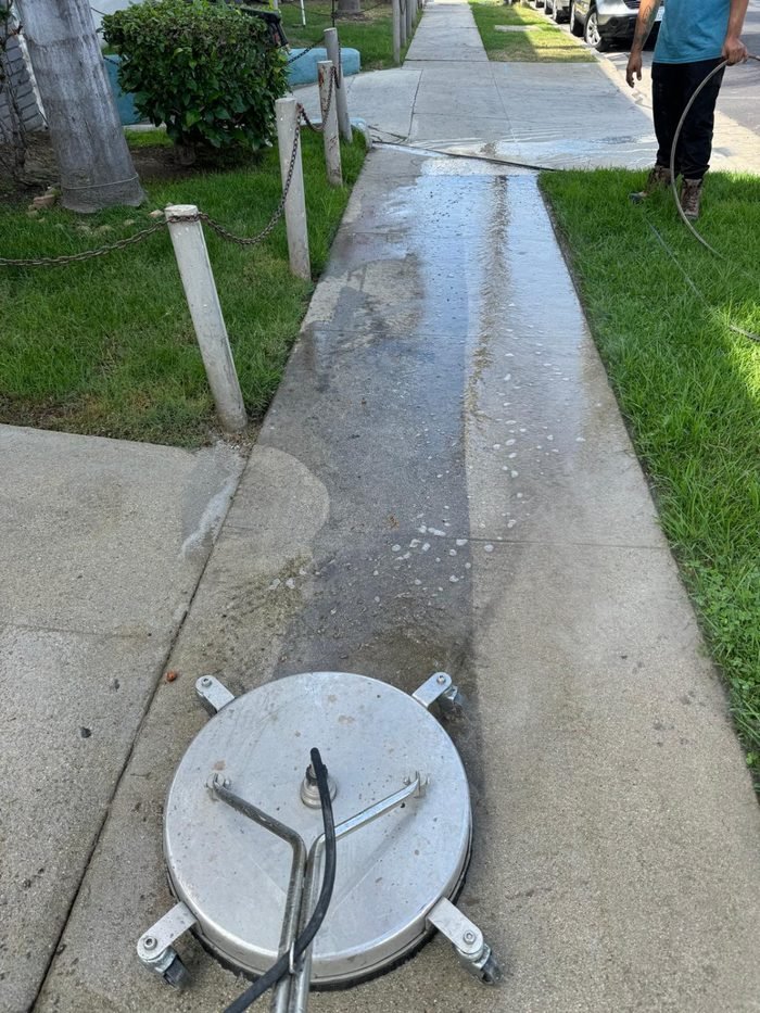 Commercial sidewalk or storefront walkway cleaning
